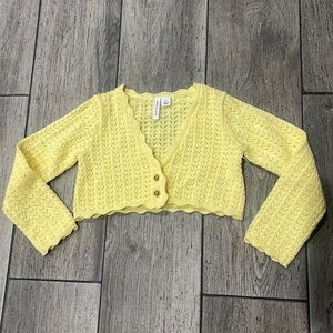 NWOT JANIE AND JACK GIRLS RIBBED KNIT YELLOW CROPPED CARDIGAN